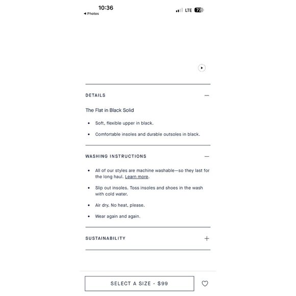 Rothy’s The Flat Women’s Black Solid Knit Flats, Size 6 - Picture 2 of 7